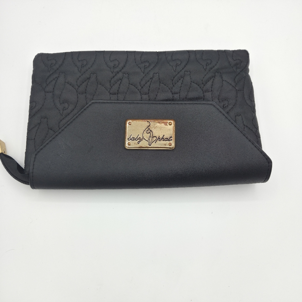VTG BABY PHAT All Over Embossed Cat Clutch Wristlet Purse Black Y2K No Strap